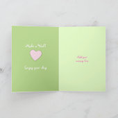 ピンクのママ誕生日写真あいさつ カード (内部)