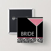 ピンクのマルティーニの"花嫁"のバチェロレッテ 缶バッジ (正面&裏面)