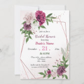 ピンクのマーブグリーンの幾何学的ブライダルシャワー 招待状 (正面)