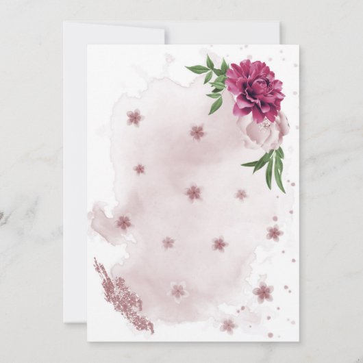 ピンクのマーブグリーンの幾何学的ブライダルシャワー 招待状 (裏面)