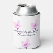ピンクのマーブルの花の15歳の誕生日+キンセイェーラ+名前入り 缶クーラー (缶正面)