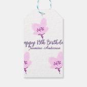 ピンクのマーブルの花の15歳の誕生日+キンセイェーラ+名前+d ギフトタグ (裏面)