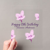 ピンクのマーブルの花の15歳の誕生日+キンセラネーラ+名前 アクリル招待状 (インサイチュ (ポータブル))