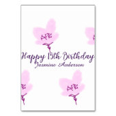 ピンクのマーブルの花の15歳の誕生日+クィンセañera+名前d テーブルナンバー (裏面)