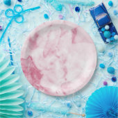 ピンクのマーブル紙のプレート ペーパープレート (パーティー)