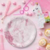 ピンクのマーブル紙のプレート ペーパープレート (パーティー)