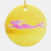 ピンクのマーメイドカスタマイズ セラミックオーナメント (裏面)