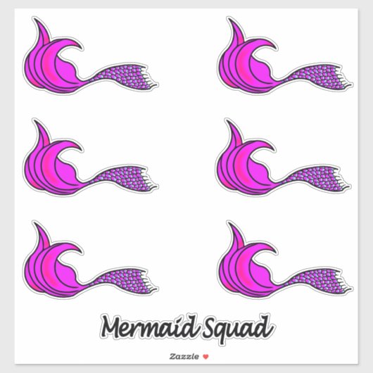 ピンクのマーメイドテールの輪郭シール シール (シート)