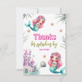 ピンクのマーメイド城の誕生日 サンキューカード (正面)
