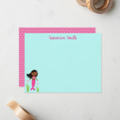 ピンクのマーメイド文房具ノートカード ノートカード (正面/裏面インサイチュ)