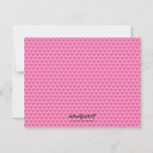 ピンクのマーメイド文房具ノートカード ノートカード (裏面)