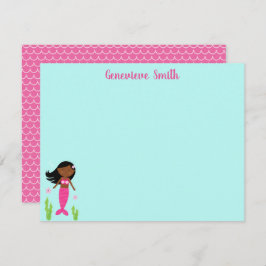 ピンクのマーメイド文房具ノートカード ノートカード