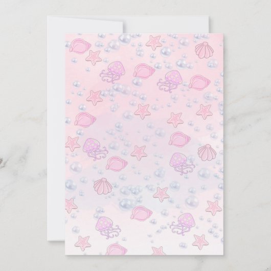 ピンクのマーメイド誕生日招待状と写真 招待状 (裏面)