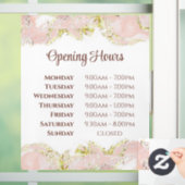 ピンクのマーリングデザインの開店時間のウィンドウが固定 ウィンドウサイン (ホーム)