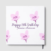 ピンクのマーヴの花の15歳の誕生日+キンセイェーラ+名前+d ゲストブック (裏面)