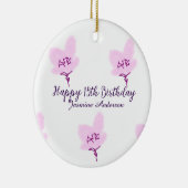 ピンクのマーヴの花の15歳の誕生日+クィンセañera+名前d セラミックオーナメント (右)