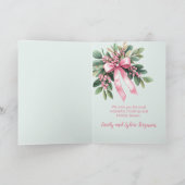 ピンクのミスタントリーメリークリスマスフォトカード シーズンカード (内部)