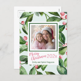 ピンクのミスタントー写真メリークリスマスポストカード シーズンポストカード