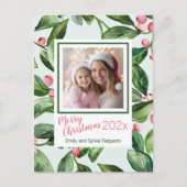 ピンクのミスタントー写真メリークリスマスポストカード シーズンポストカード (正面)