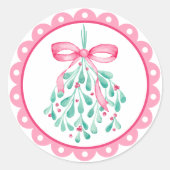 ピンクのミステルtoe ベビーシャワー フェアスティッカー ラウンドシール (正面)