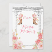 ピンクのミス・キンセ 15歳のシルバーの王冠 招待状 (裏面)