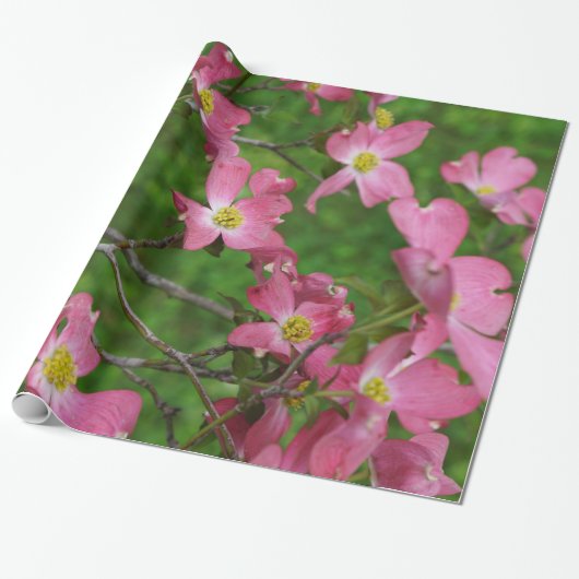 ピンクのミズキのギフトの包装紙 ラッピングペーパー (アンロールド)