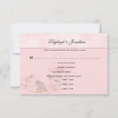 ピンクのミズキは花柄RSVP開きます 出欠カード (正面)