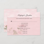 ピンクのミズキは花柄RSVP開きます 出欠カード (正面/裏面)