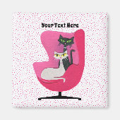 ピンクのミッドセンチュリーチェアピンクドットホワイトの2匹 マグネット (正面)