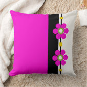 ピンクのミッドセンチュリーモダンフラワーパワー クッション (ブランケット)