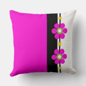 ピンクのミッドセンチュリーモダンフラワーパワー クッション (裏面)