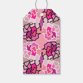 ピンクのミッドセンチュリー幾何学模様アートに ギフトタグ
