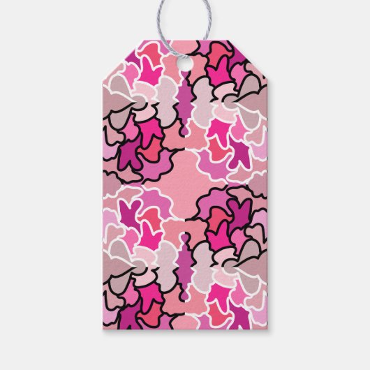 ピンクのミッドセンチュリー幾何学模様アートに ギフトタグ (正面)