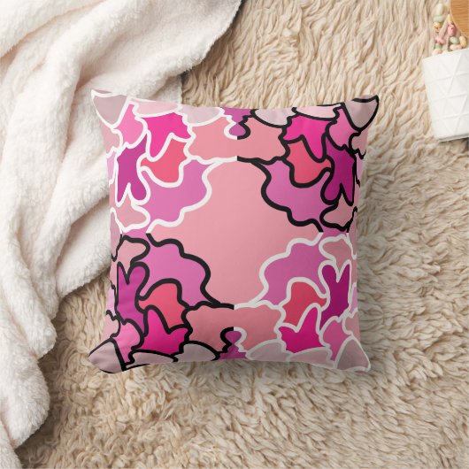 ピンクのミッドセンチュリー幾何学模様アートに クッション (ブランケット)