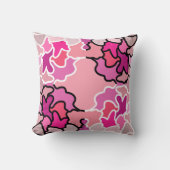 ピンクのミッドセンチュリー幾何学模様アートに クッション (正面)