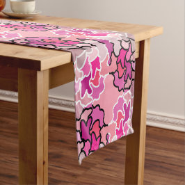 ピンクのミッドセンチュリー幾何学模様アートに ショートテーブルランナー