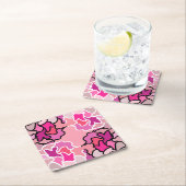 ピンクのミッドセンチュリー幾何学模様アートに スクエアペーパーコースター (インサイチュ)