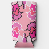 ピンクのミッドセンチュリー幾何学模様アートに スリム缶クーラー (正面)