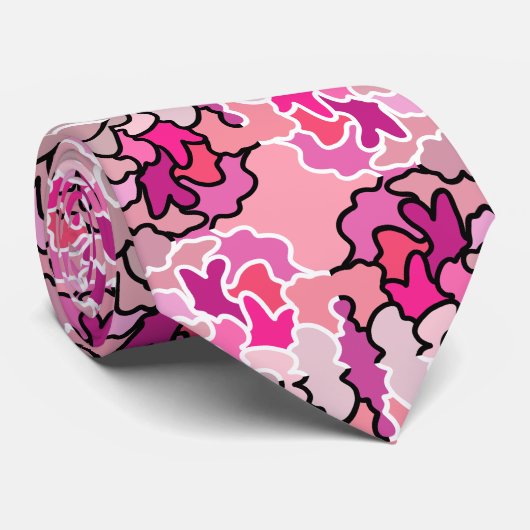 ピンクのミッドセンチュリー幾何学模様アートに ネクタイ (ロール)