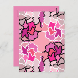 ピンクのミッドセンチュリー幾何学模様アートに ポストカード