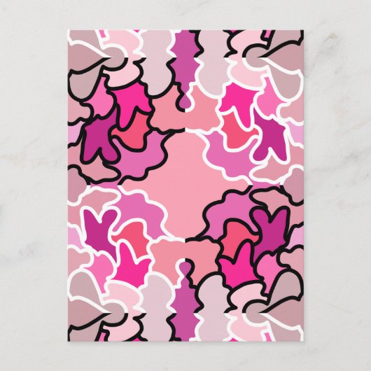 ピンクのミッドセンチュリー幾何学模様アートに ポストカード (正面)