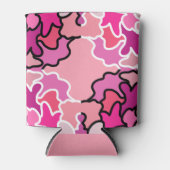 ピンクのミッドセンチュリー幾何学模様アートに 缶クーラー (正面)