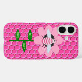 ピンクのミツバチの誕生日おめでとうガール Case-Mate iPhoneケース (裏面 (横))