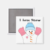 ピンクのミトンをつけた雪だるま マグネット (正面/裏面)
