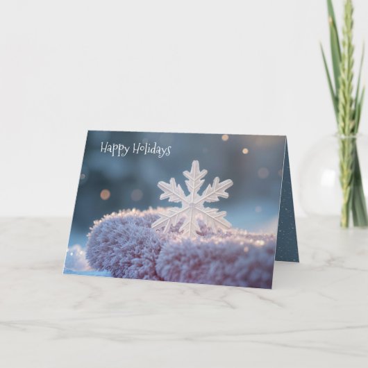 ピンクのミトン上のクリスマスの雪の結晶 シーズンカード (正面)