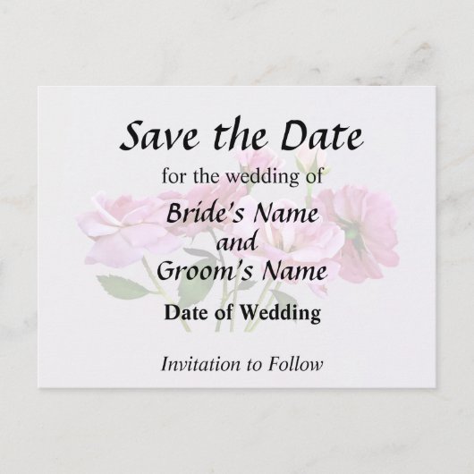 ピンクのミニチュア結婚バラの供給 案内ポストカード (正面)