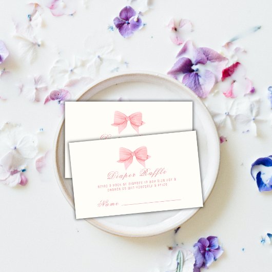 ピンクのミニマリストバータイおむつラッフルベビーシャワー エンクロージャーカード