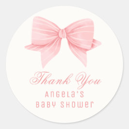 ピンクのミニマリストボウタイベビーシャワー ラウンドシール