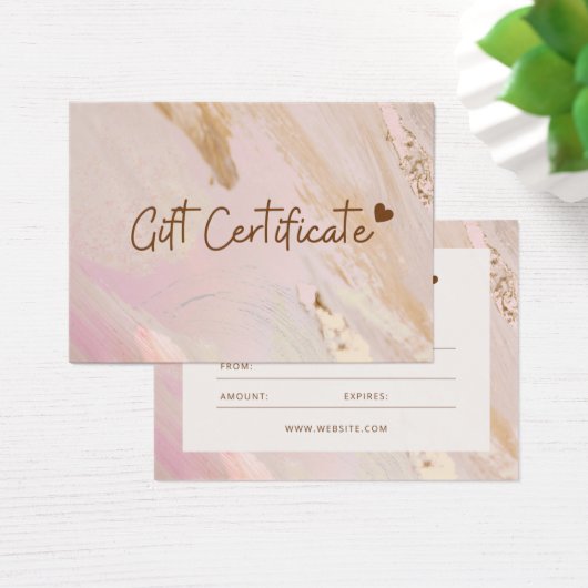 ピンクのミニマリスト大理石ビジネスのギフト券 (デスク)
