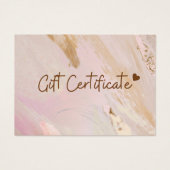 ピンクのミニマリスト大理石ビジネスのギフト券 (正面)